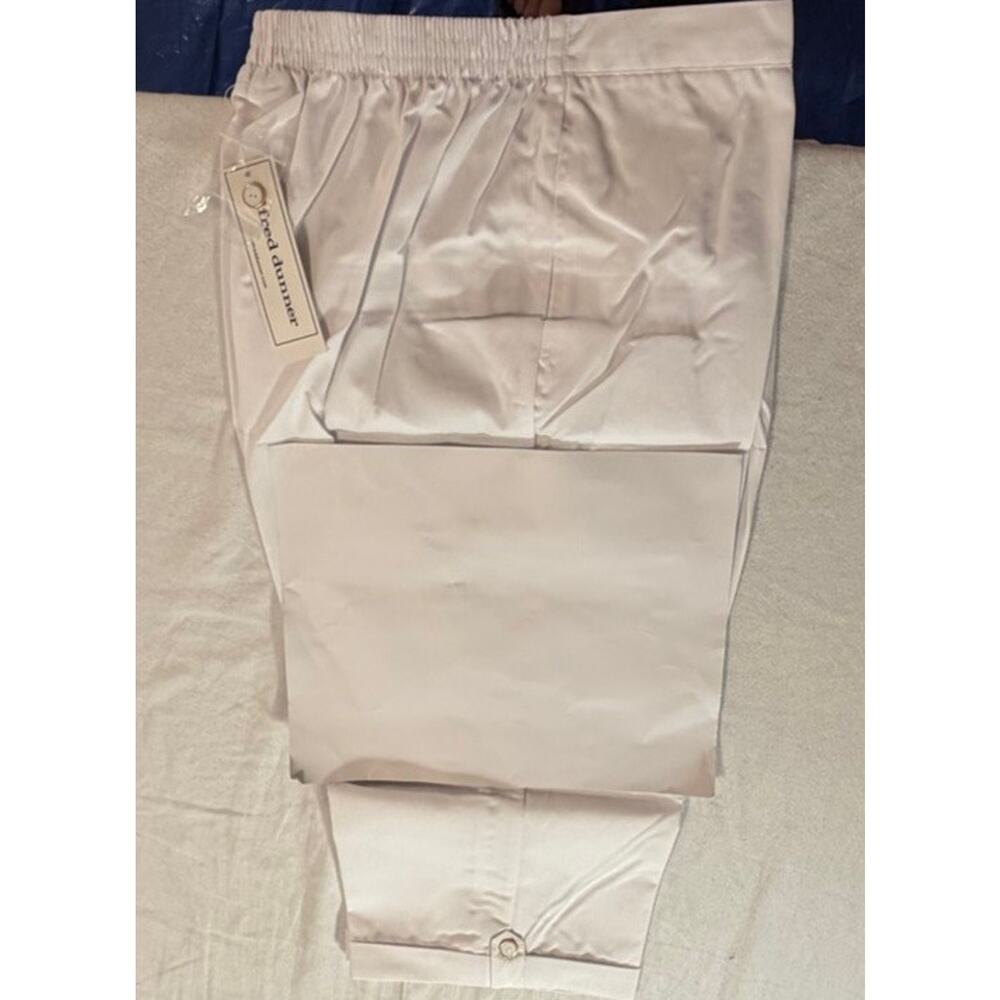 Alfred dunnor women’s White Cotton Elastic Waist Straight casual Pants 14 NWT